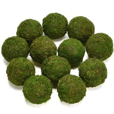 BYHER Natural Green Moss Decorative Ball,Handmade (3.5"-Set of 6) 3.5"-set of 6