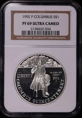 1992-P Columbus Quincentenary Silver Dollar Commemorative NGC PF-69 Ultra Cameo