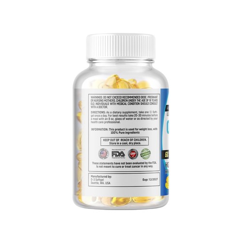 Omega 3 Fish Oil Softgels 3x Strength 2400mg EPA & DHA, Highest Potency 1 bottle - Picture 3 of 7