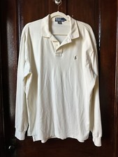 Vintage Polo By Ralph Lauren Cotton Cream Long Sleeve Polo Shirt Men  s Size L