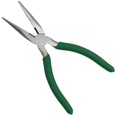 6-1/2'' Long Nose Pliers (Serrated Jaws) with Wire Cutter and Comfort Grip Handle