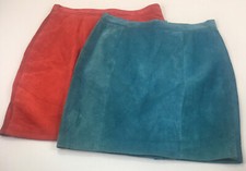 2 VTG Global Identity Leather Lined Skirts Red And Aqua Blue Women  s Size 13/14
