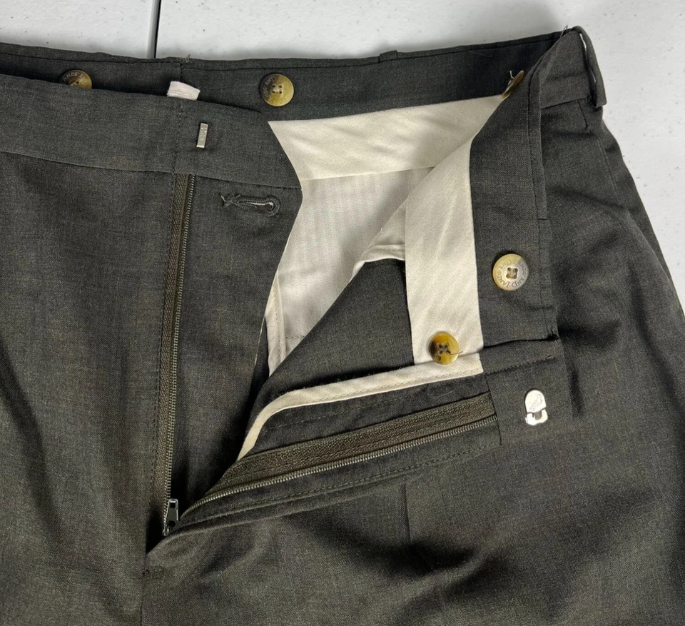 Pantalones de vestir Lands' End pantalones de lana para hombre 34 cortos verdes plisados pierna recta Foto 3 de 4