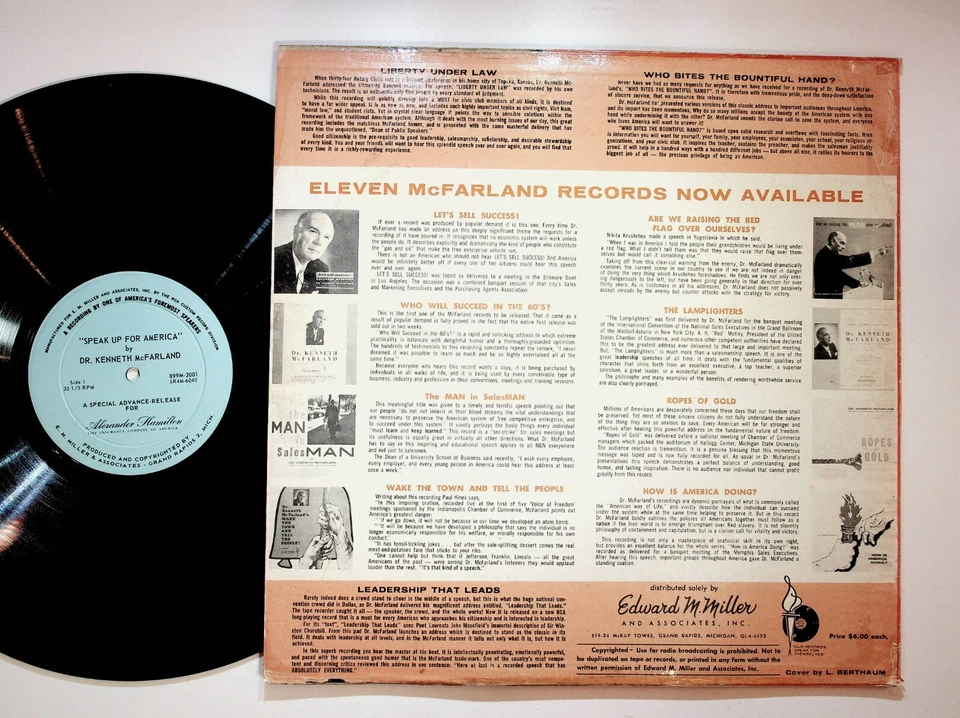 Speak Up For America Kenneth McFarland Speech Vinyl LP Record Foto 2 de 4