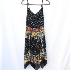 GUESS Y2K Women XS Slip Dress 100% Nylon Black Floral sheer grunge