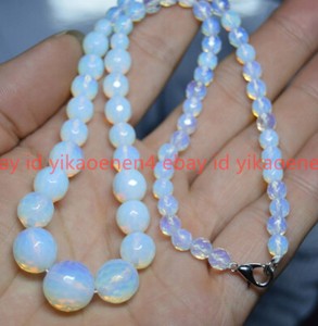 6-14mm White Faceted Sri Lanka Moonstone Gems Round Beads Necklaces 18" AAA