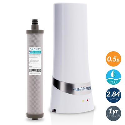 Aquasure Dash Countertop Water Filter w/ 0.5µ Carbon Block + Microban Technology