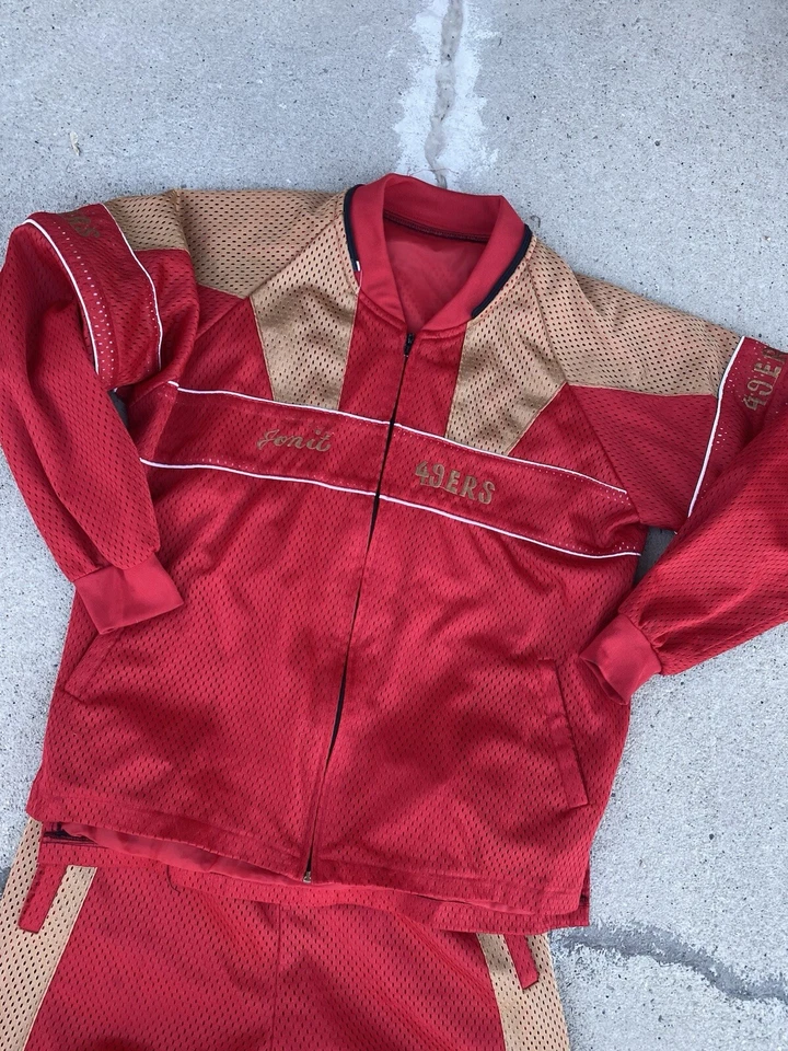 Terno de pista vintage San Francisco 49ers vermelho anos 80 anos 90 raro sem zíper para shorts - Imagem 4 de 4
