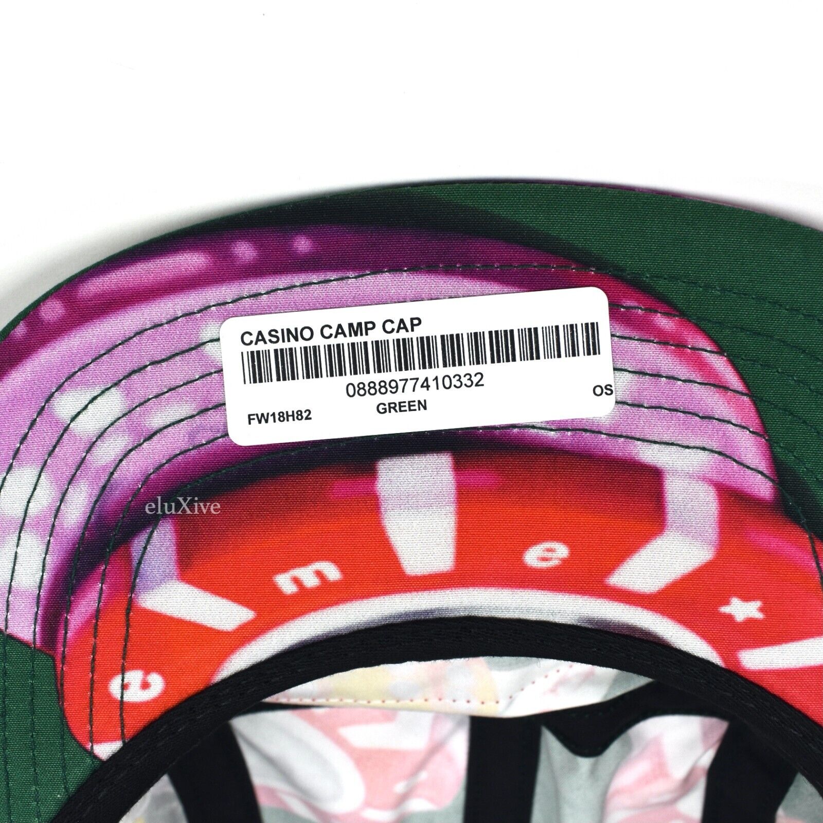 NWT Supreme Casino Print Box Logo Hat Green Camp Cap Mens DS FW18