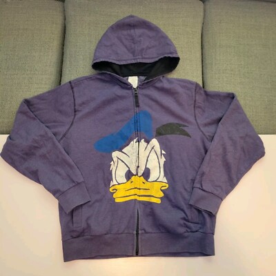 Disney Donald Duck Face Navy Zip Up Hoodie Adult Small
