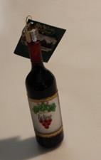 Old World Christmas Red Wine Bottle Glass Christmas Ornament w/ OWC  Paper Tag