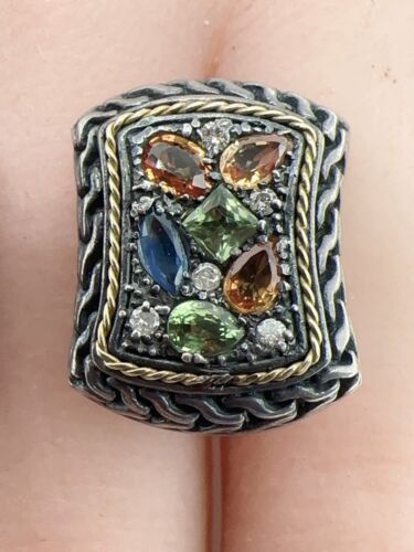 BJC Samuel Benham Orecchini Pietra Gemma Argento Sterling & Oro 18k 12 g #bgb - Foto 3 di 12