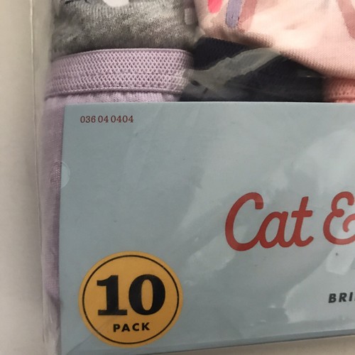 Cat Jack Girls Size 4 Briefs Underwear 10-Pack Cotton Multi Print Color New - Picture 2 of 5