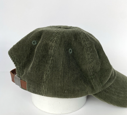 Vintage Tommy Hilfiger Corduroy Hat Green Cap Crest Logo Leather Strapback Y2K - Picture 4 of 8