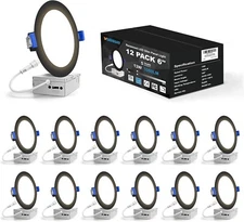 12x VOLISUN 6” LED Downlights Black 5CCT Dimmable 13W 1080LM Wafer Recessed Ceil
