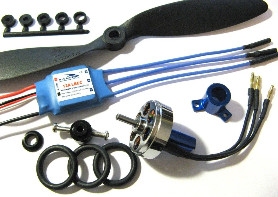 UK Seller 24g 1500kV Blue Wonder Brushless Motor + ESC + Prop Kit Combo 3D Plane