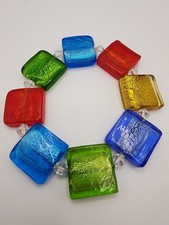 Pulsera retro gruesa estilo veneciano estilo veneciano azulejo arte lámina multicolor vintage
