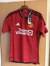 Image of Adidas Man Utd 2023-2024 Red Home Shirt Team Viewer Adults Size Medium New