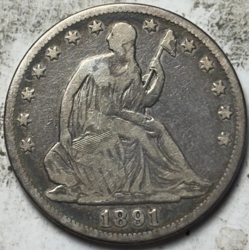 1891 50c Seated Liberty Half Dollar. Attractive Circulated Details, Cleaned