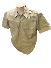 dickies mens twill stripe khaki relaxed fit button down work shirt new med-4xl