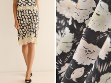 Women Doen Silk Lace Contrasting Floral Slim Fit Midi Skirt