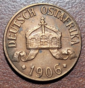 German E AFRICA Tanzania 1906 J 1/2 Heller KM# 6 VF+ Details African Coin