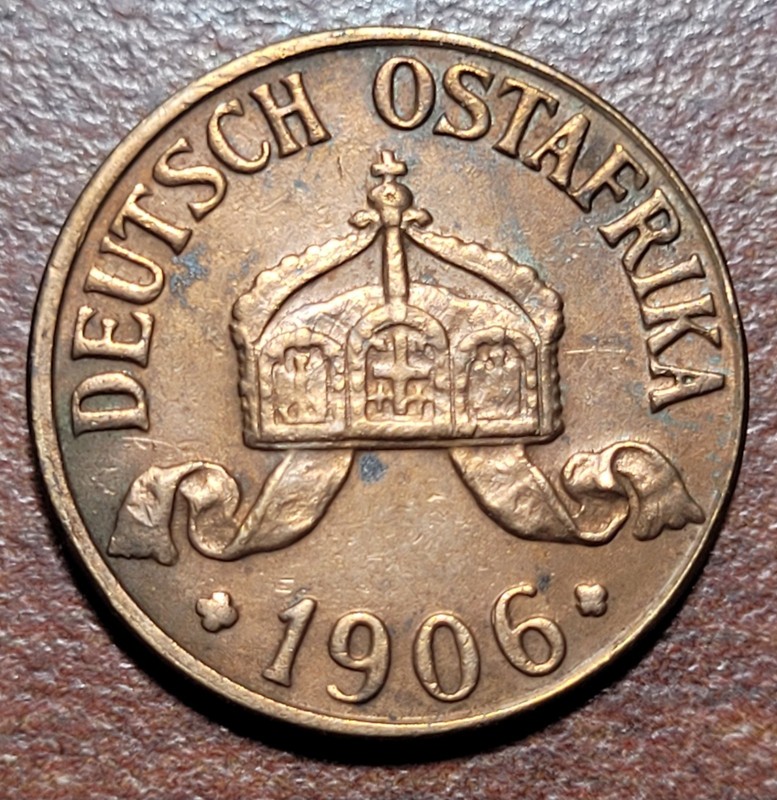 German E AFRICA Tanzania 1906 J 1/2 Heller KM# 6 VF+ Details African Coin