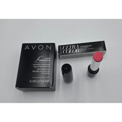 Avon Ultra Color Pink Blossom Lipstick & Ideal Flawless Foundation Samples Set