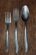 3pc Vintage Mar-crest Stainless Steele Flatware, Atomic Starburst. 2fork, 1Spoon