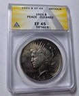1921 PEACE HIGH RELIEF $1 Dollar Silver Coin ~ ANACS EF45 Detls ~Key Date ~Toned