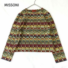 EXC MISSONI Authentic Multicolor Zigzag Silk Long Sleeve Knit From JAPAN