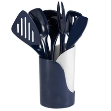 7-Piece Mini Melamine Cooking Utensils and Storage Crock Set, Includes 7.5 In...