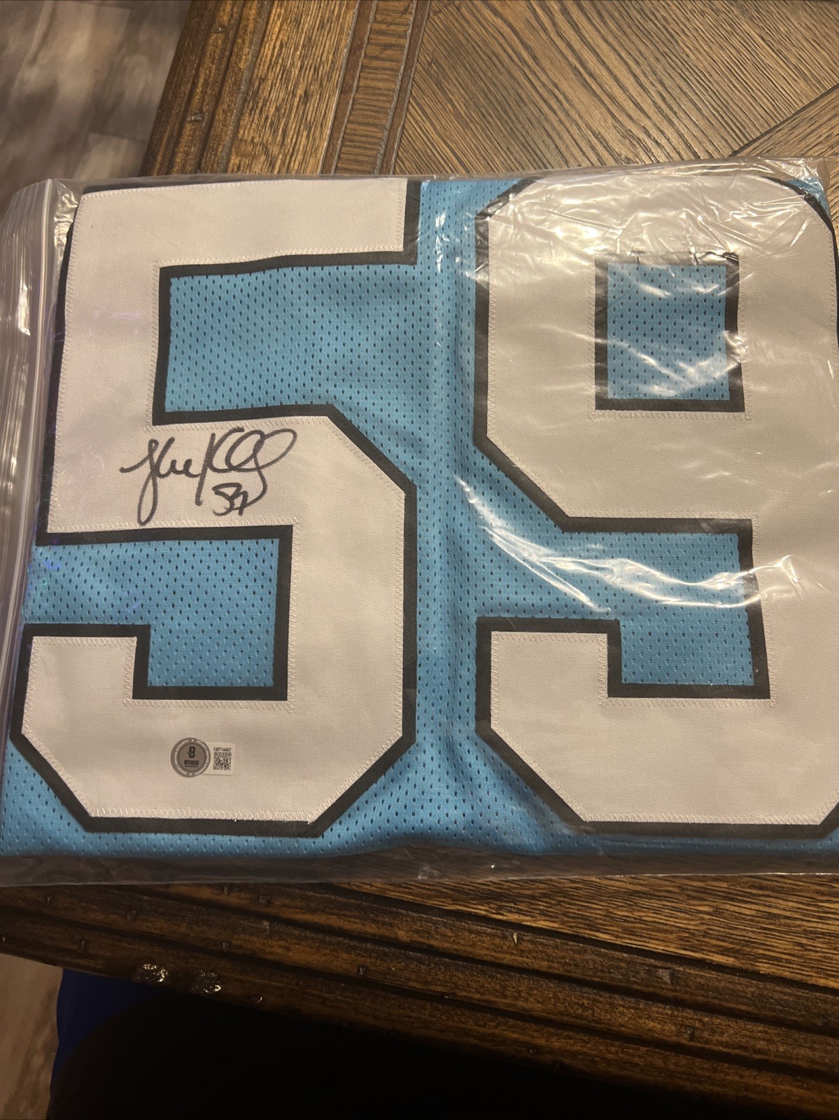 Kuechly Autographed Signed Carolina Panthers Luke Pro Style Blue Sz XL Jersey Beckett Witness 