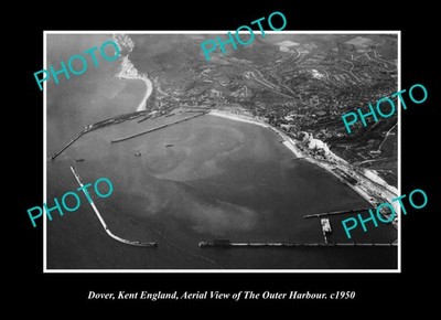 Dover Kent England Aerial View Outer Harbour c1950 Old Large Historic Photo