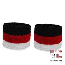 Sports Terry Cloth Wrist Sweatbands - 85 cotton 8 Black / Dark Red / White