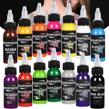 Professional Tattoo Ink Set 14 Colors 1OZ 30Ml Vegan-Friendly Pigment Tattoo I
