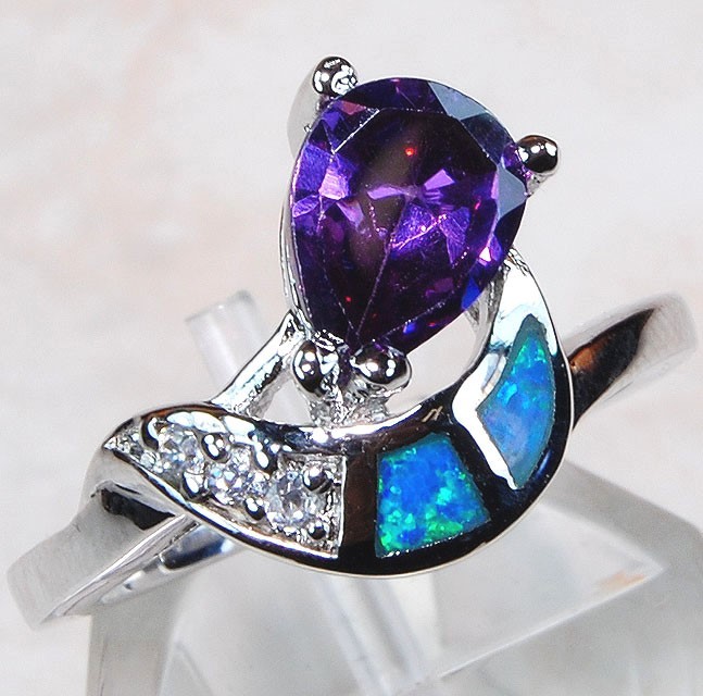 2CT Amethyst 925 Solid Sterling Silver Ring Sz 8 AB4