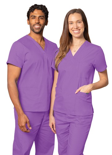 Adar Unisex Medical Nursing Workwear Uniform Multi Pocket V-Neck Scrub Top - Picture 117 of 161