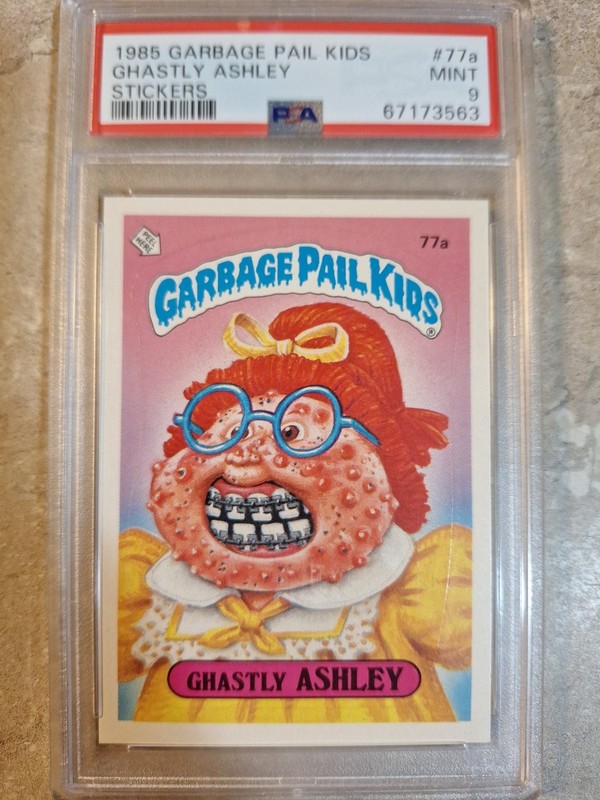 PSA 9 Mint 1985 Garbage Pail Kids OS2 #77a GHASTLY ASHLEY Matte TESSIE PUZL BK
