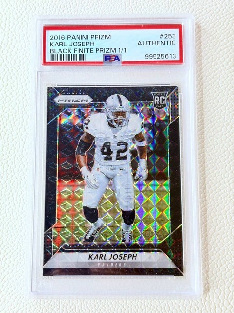 2016 Panini Prizm KARL JOSEPH BLACK FINITE PRIZM 1/1 PSA #253 ROOKIE RC RAIDERS