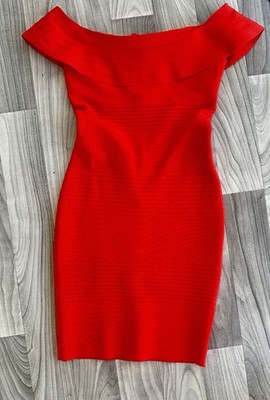 Chic Red Midi Dress expandex Size M