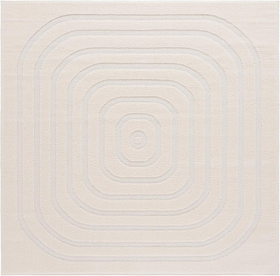 Ramona 6'7'' Square Area Rug - Ivory Geometric for High Traffic Areas