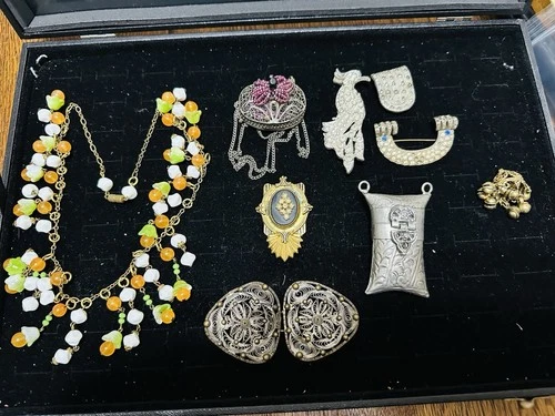 Lot Of 9 Antique Interesting Costume Jewelry Pieces