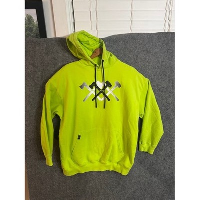 Axe & Sledge Neon Green Graphic Hoodie XL Crossed Axes Logo