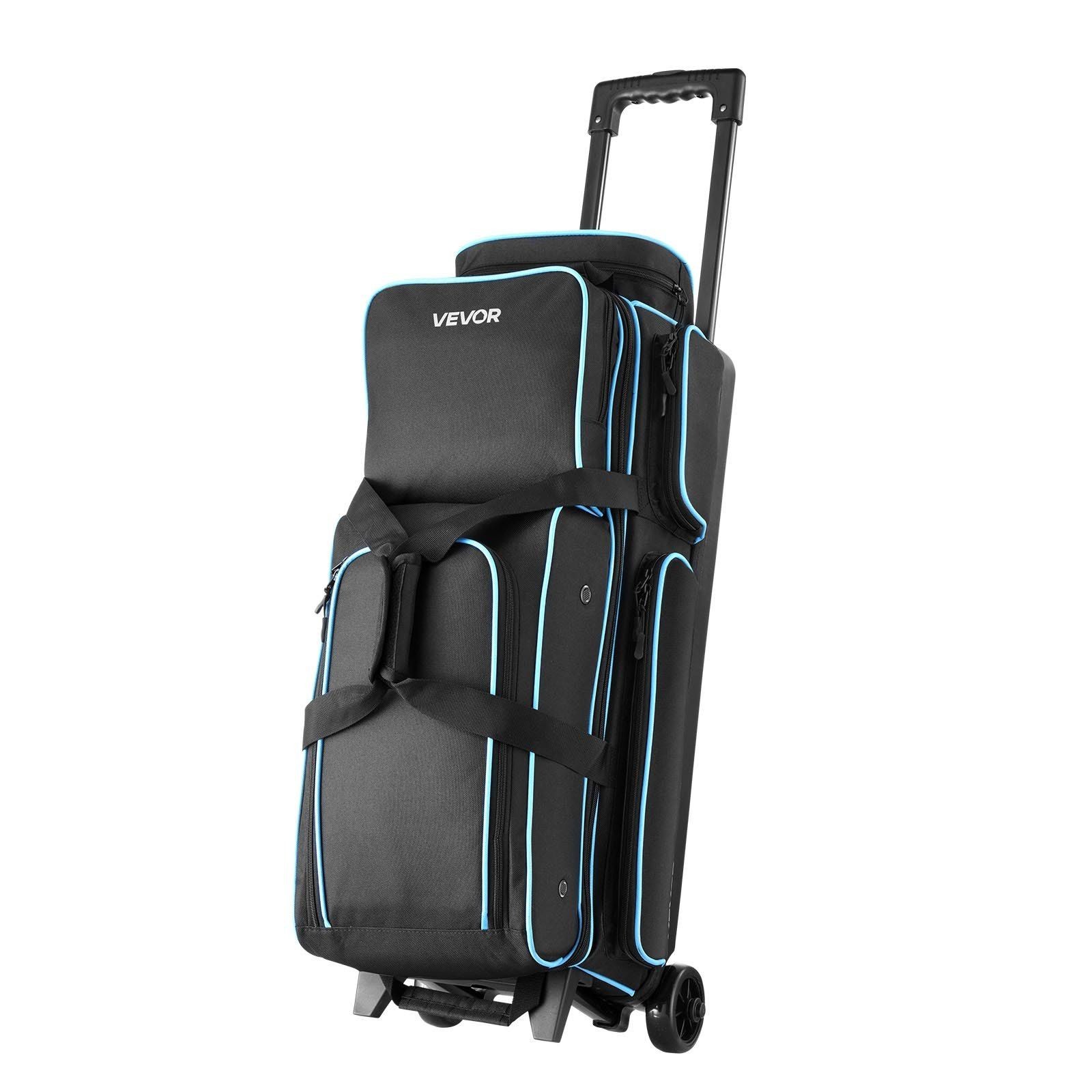 3 Ball Roller Bowling Bag Wheeled Double with Shoe Storage Compartment NEW