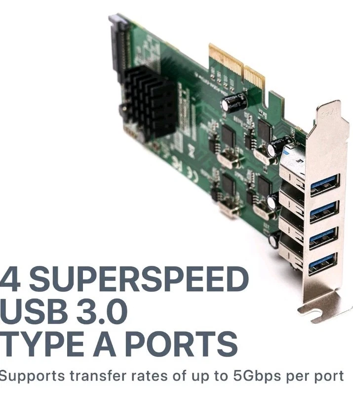Siig JU-P40811-S1 4Port USB 3.0 PCIe Quad Core JUP40811S1 - Image 3 of 4