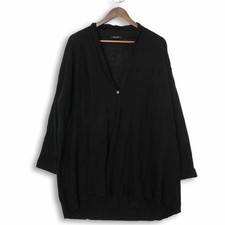 Pas de Calais Knit Cardigan Long Cover Black Size 36 Womens Used