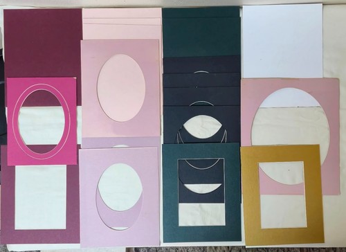 Lot of 22+ Vintage Picture Frame Mats Oval & Square Mixed Sizes Multi-Color