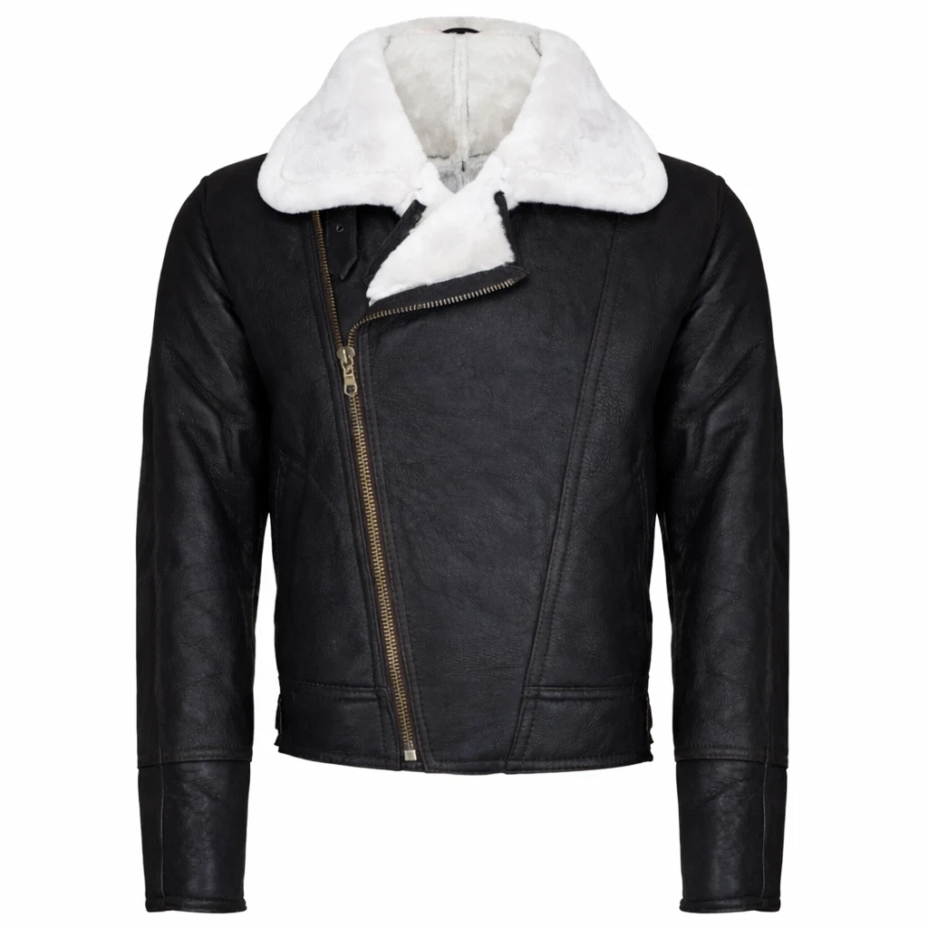 Men’s B3 Aviator Jacket Shearling Sheepskin Leather Bomber Flight Coat Winter image 7