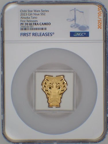 2023 NIUE 1 Oz .999 SILVER $2 STAR WARS GILT CHIBI AHSOKA TANO NGC FR PF70UC 670